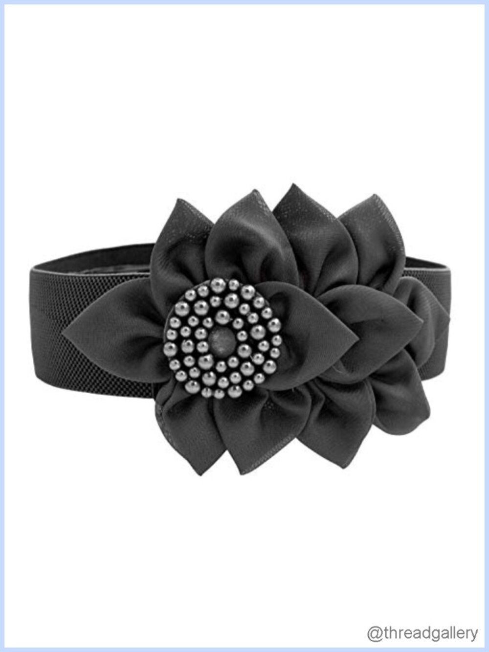 Wide Elastic Waist Belt 3D Floral Stretch Cinch Belt
